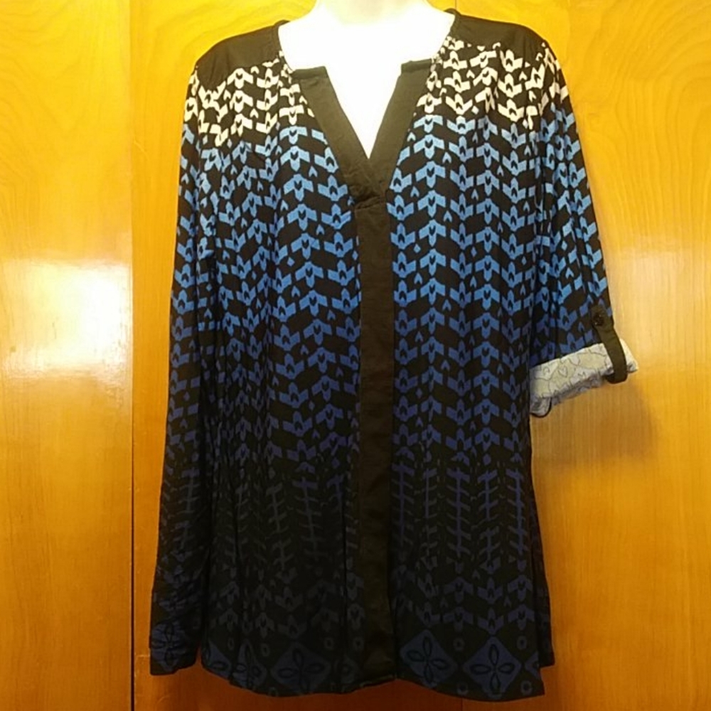By Design Roll Up Sleeve Top Blouse Size L New